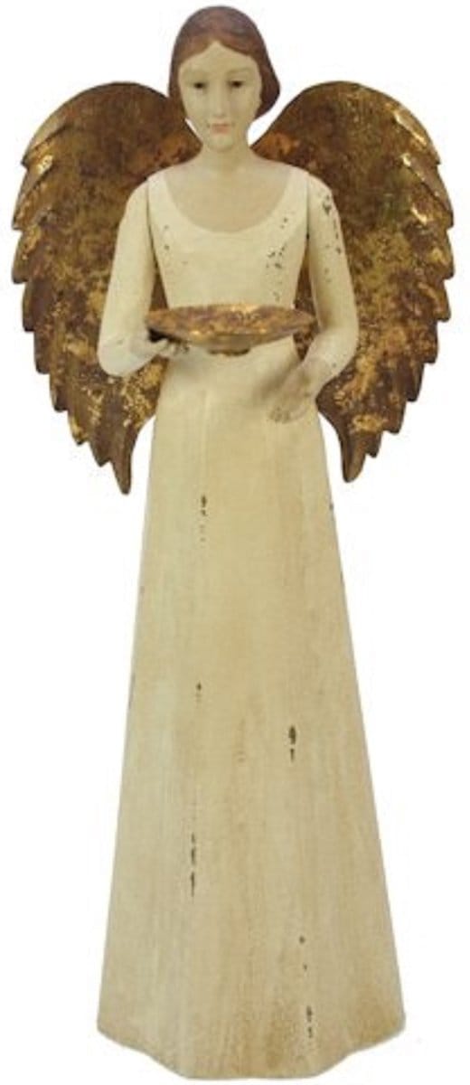 Engel Antique met schaaltje wit 15x14x36cm