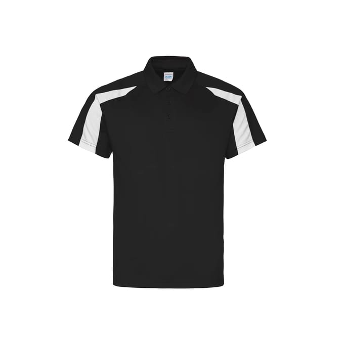 Just Cool - Cool Contrasterend Polo - Jet Black/Arctic White maat M