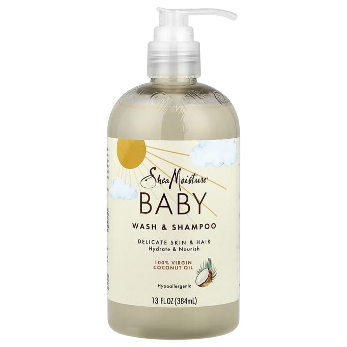 SheaMoisture, 100% Virgin Kokosolie Baby Was & Shampoo, 13 fl oz (384 ml) white