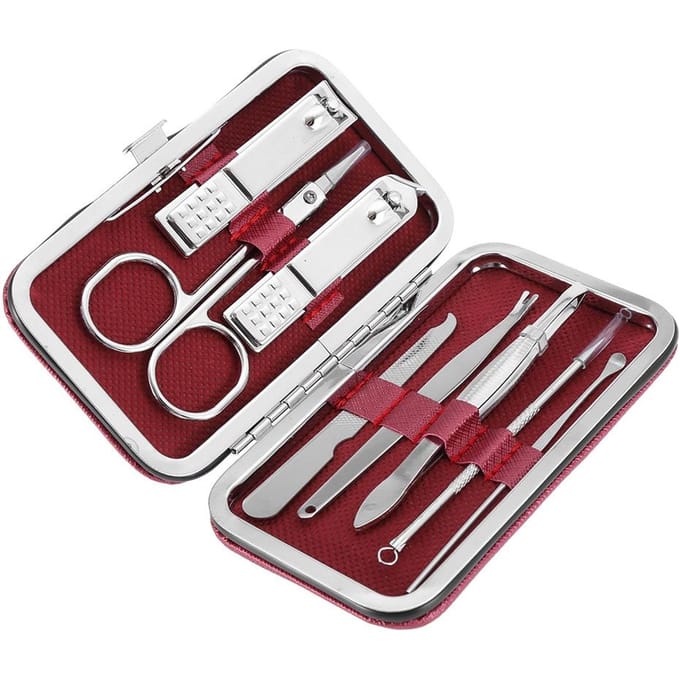 8 Stuks Roestvrij Staal Nagelschaar Knipper Set Vingernagel Teennagel (Rood)