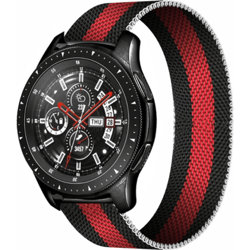 Strap-it® Samsung Galaxy Watch siliconen / leren bandje 45mm / 46mm - zwart  + glazen screen protector