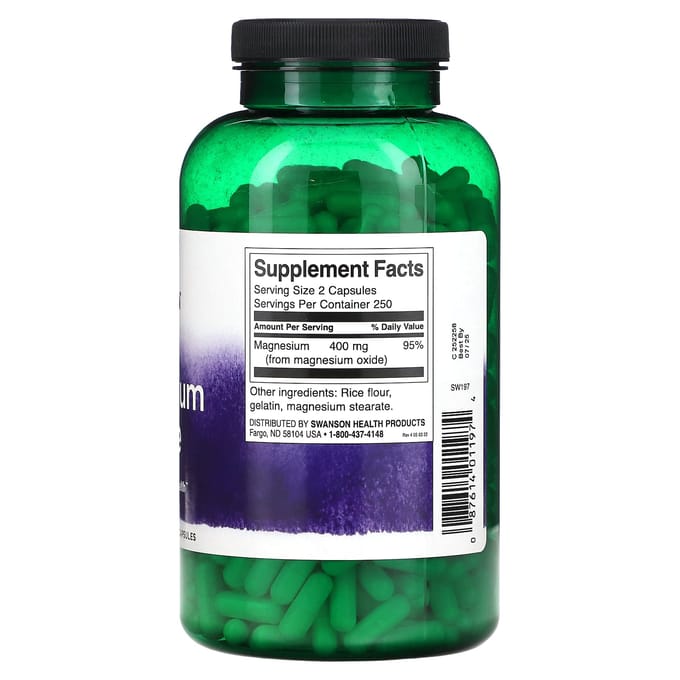 Oxyde de Magnésium, 200 mg, 500 Capsules
