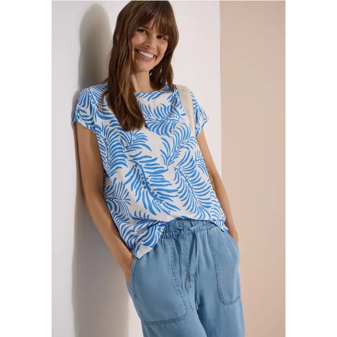 Shirt met hangende schouder en print