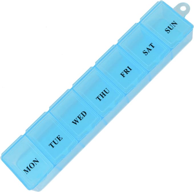 Pillendoos - 7 vakken - 7 dagen - Pillendoos voor 1 week - Blauw - IXEN