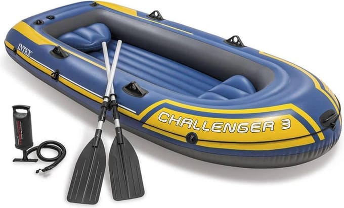 Intex Challenger 3 Opblaasboot met roeispanen en pomp 68370NP