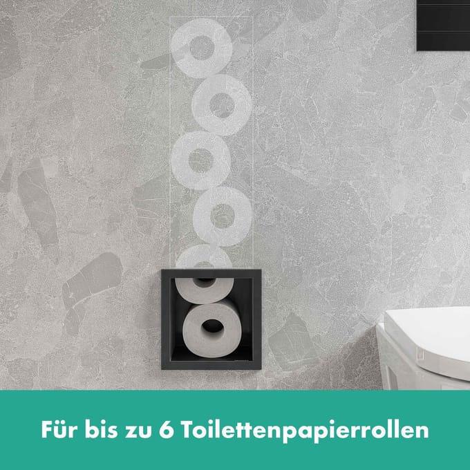 Hansgrohe XtraStoris Original - Ingebouwde toiletpapierdispenser, mat zwart 56058670