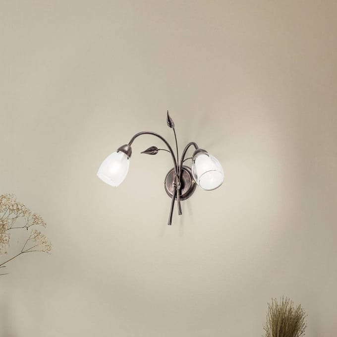 ONLI Wandlamp Liliana, 2-lamps, zwart, roodgoud, metaal
