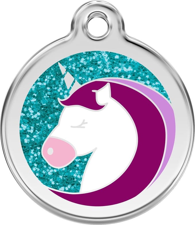 Red Dingo hondenpenning 38 mm eenhoorn glitter