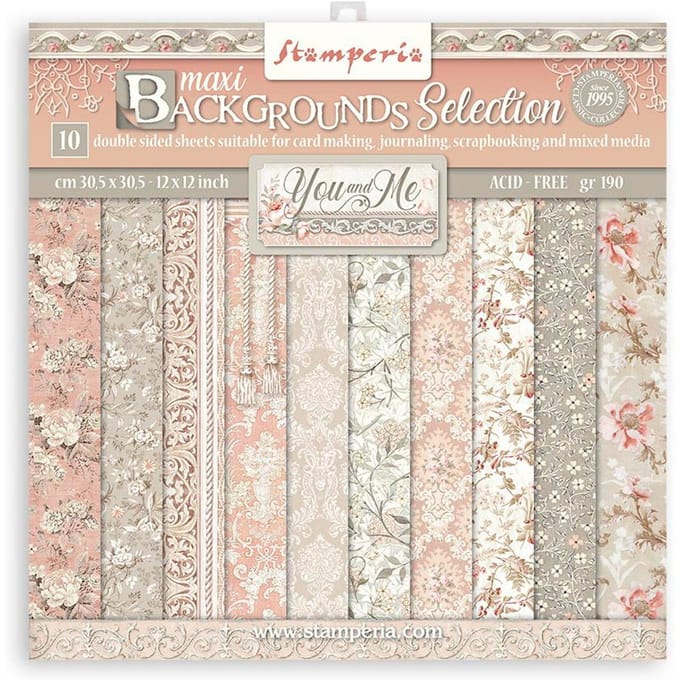 Stamperia - Maxi Background You and Me 12x12 Inch Paper Pack (SBBL114)