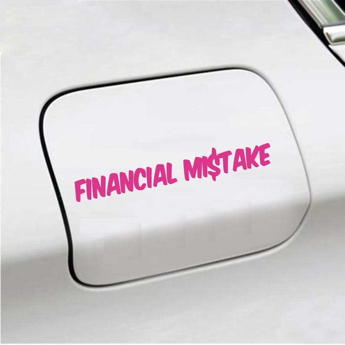 Bumpersticker - Financial Mistake - 4,1 X 25 - Roze
