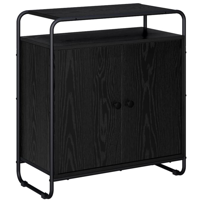 vidaXL - Dressoir - Zwart - eiken - 68 - x - 35 - x - 75 - cm - Bewerkt - hout