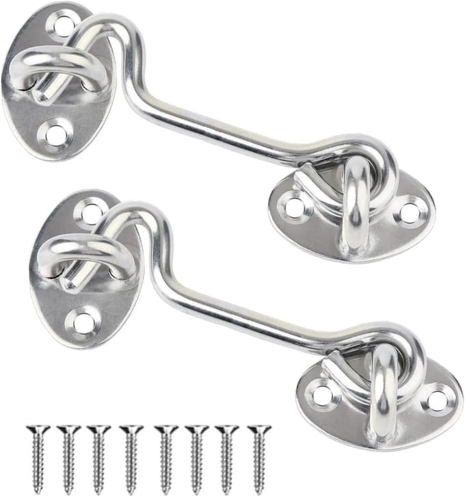 Hook en Eye Lock - 2pcs RVS Cabin Hook Deurslot - Zware Duurzame Haaksluiting met Schroeven voor Deur Poort Raam