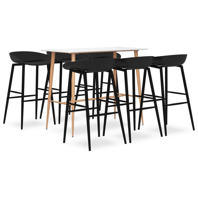 vidaXL - 7-delige - Barset - wit - en - zwart