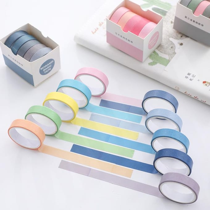 Card Lover 5 Rolls Basic Series Journal Kleurrijke Washi Tape Scrapbooking Morandi Color Masking Tape Journaling Materiaal E