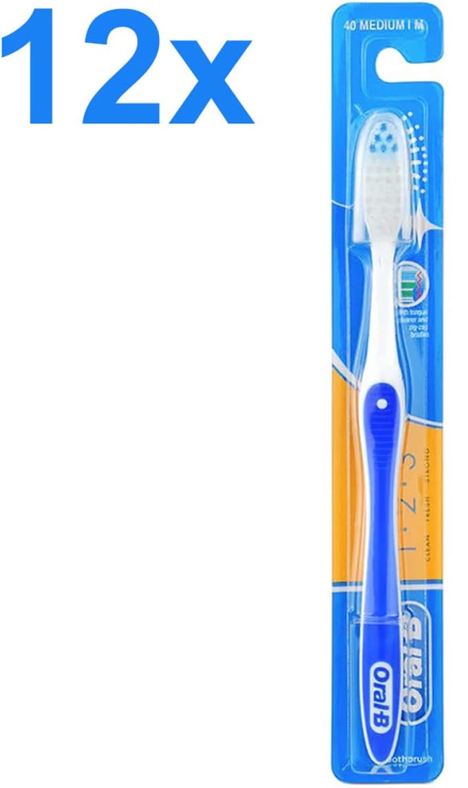 Oral-B – 1-2-3 Classic 40 – Medium – Tandenborstel – 12 Stuks | Voordeelverpakking
