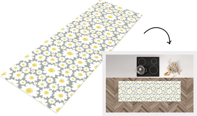 Keukenloper - Loper keuken - Meisjes - Daisy - Bloemen - Patronen - 150x50 cm - Keukenloper vinyl