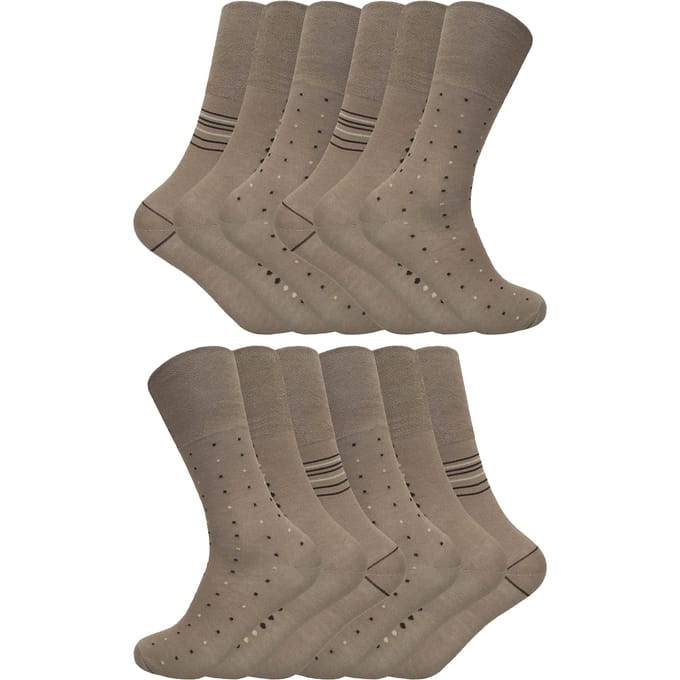 Set van 12 loszittende bamboesokken voor heren - Beige