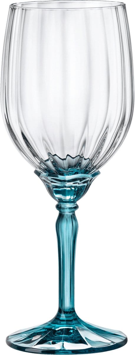 Bormioli Rocco Florian Wijnglazen 38 cl / 380 ml Blauw | Set van 4 Stuks | Geschikt voor Rode Wijn | Glas | Vaatwasserbestendig | Voor Thuis en Horeca