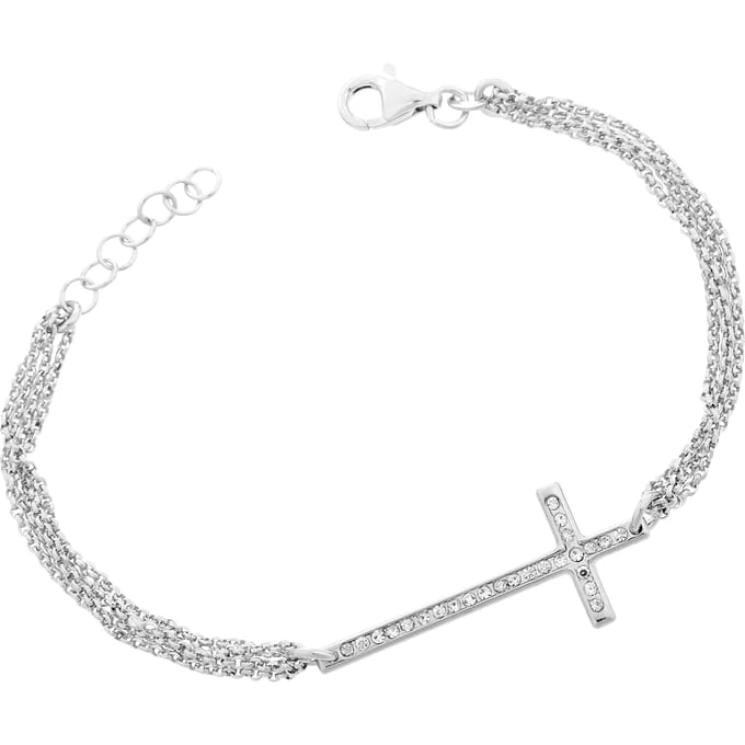 Orphelia ZA-7196 - Armband multiple chains cross - 925 Zilver - Cubic Zirconia - 19 cm
