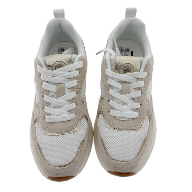 POSH by Poelman CARO Dames Sneakers - Wit met beige combinatie