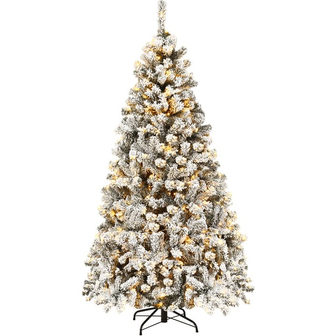Coast Besneeuwde Kunstkerstboom Wit – 90 x 180 cm – Met 250 Warmwitte LED-Lampjes