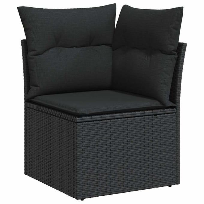 vidaXL - 9-delige - Loungeset - met - kussens - poly - rattan - zwart