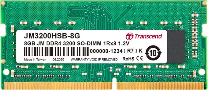 Transcend JetRAM - Werkgeheugen - 8GB - DDR4 3200MHz - SO-DIMM - CL22