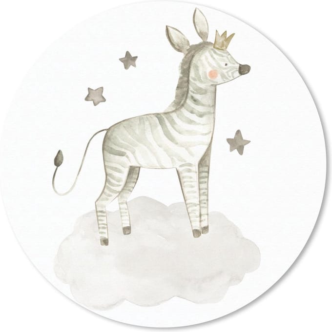 Muismat rond 20x20 cm - Mousepad Zebra - Kroon - Wolk - Ronde muismatten