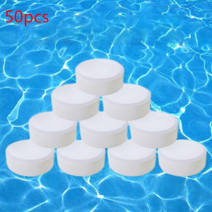 Lot de 50 comprimés de chlore pour piscine et spa blanc