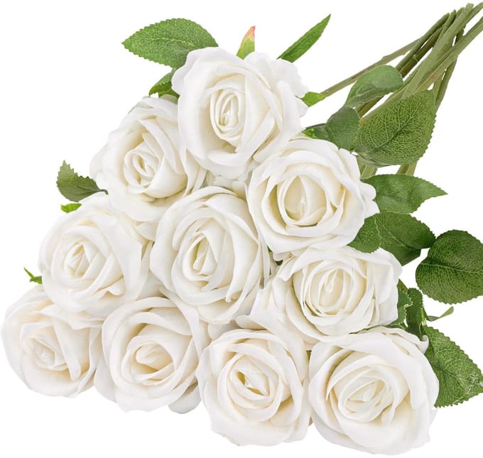 Kunstrozen - Realistische zijdebloemen - set van 10 - 51 cm