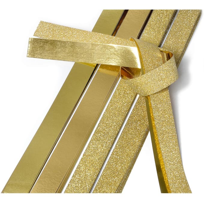 Papieren strips "Glitter, goud", 25mm - Goud