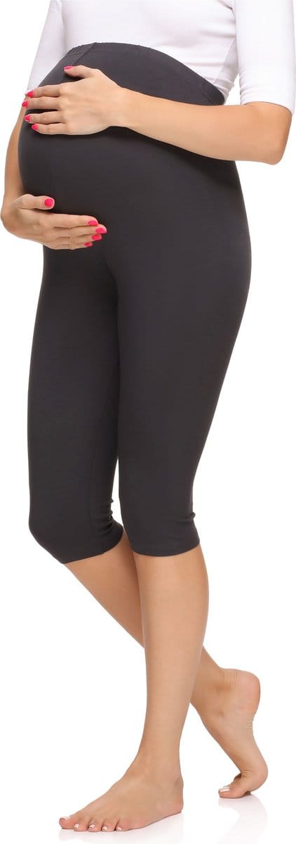 Merry Style Dames Leggings - Zwangerschapskleding - Capri - Viscose - MS-MS10-298-LE - Grafiet - S