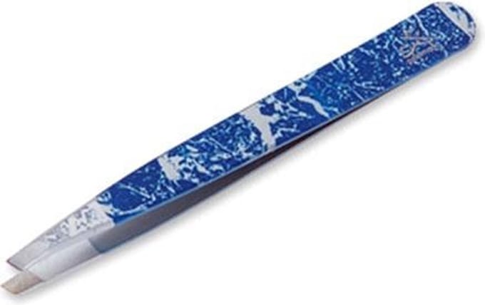 Tweezers for Plucking Premax Angled point Stainless steel Blue (9 cm)