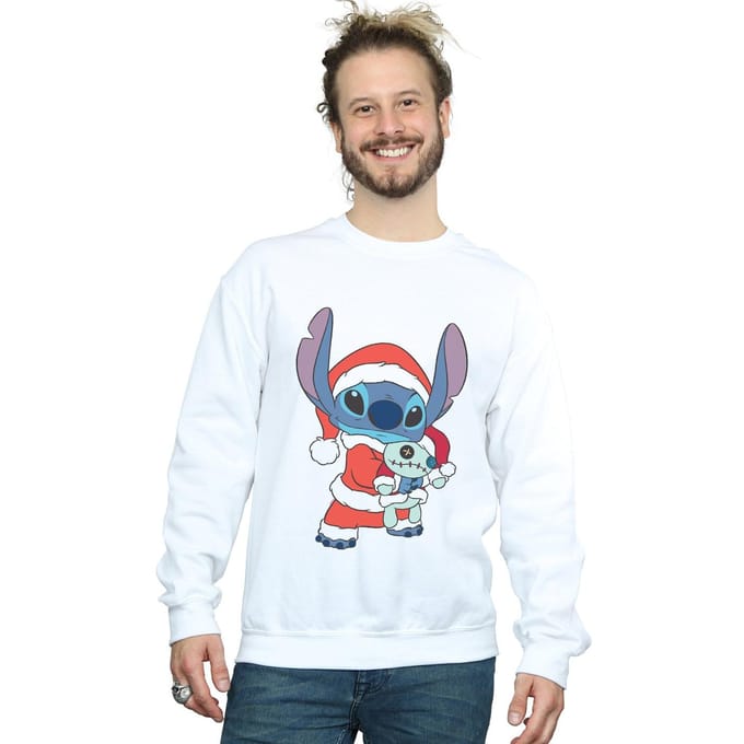 Disney Heren Lilo en Stitch Kerst Sweatshirt (Wit)