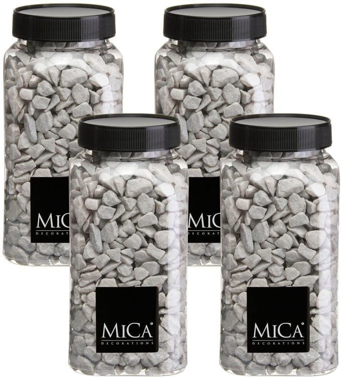 Mica Decorations decoratie steentjes - 4x - grijs - 1 kilo - 650ml - hobby steentjes