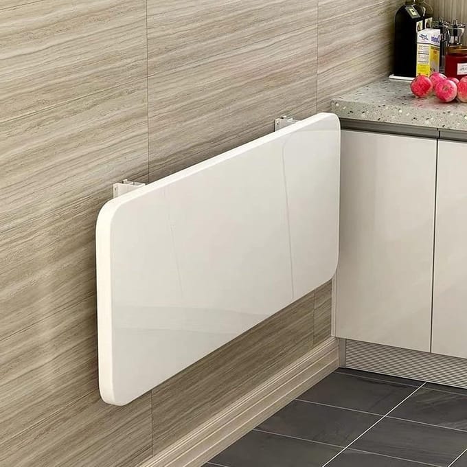 Witte Klaptafel - Opvouwbare Tafel Bureau - Ruimte Besparen - Aan Muur Gemonteerd - 90x40cm - Wit