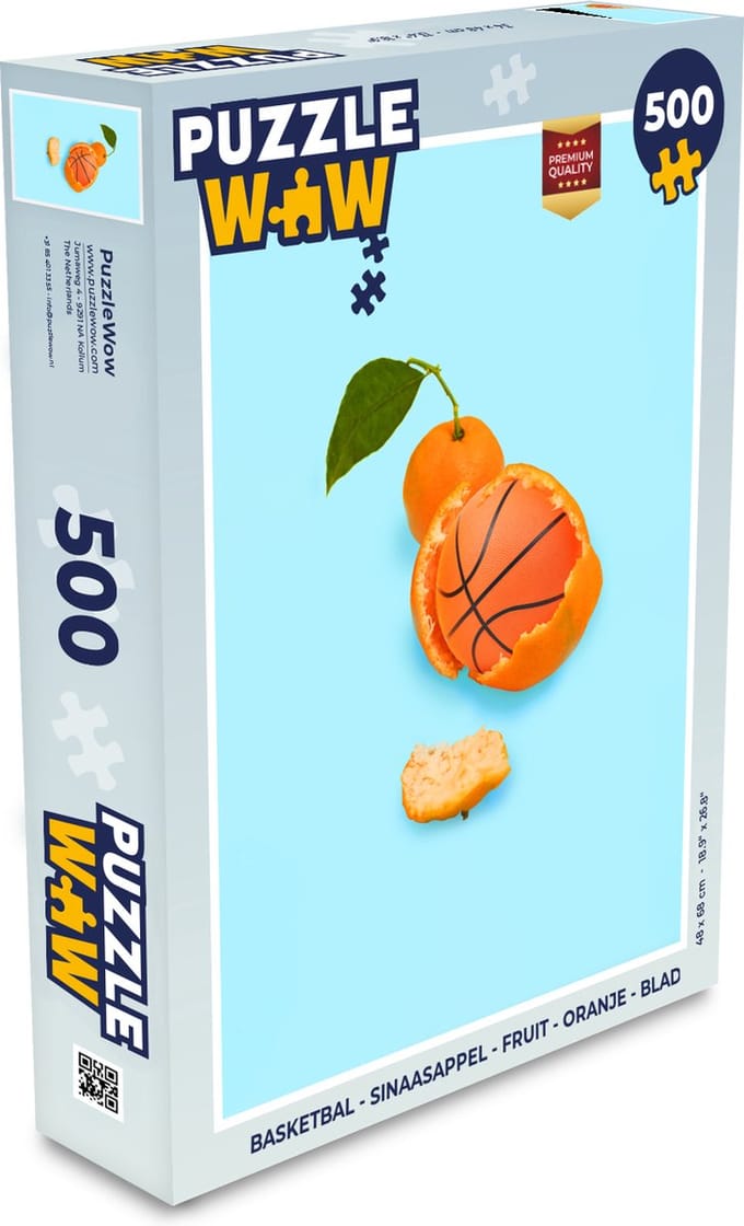 Puzzel Basketbal - Sinaasappel - Fruit - Oranje - Blad - Legpuzzel - Puzzel 500 stukjes