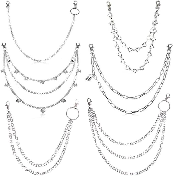 Solidchoice - Set van 6 Broekkettingen voor Dames, Hip Hop Accessoires