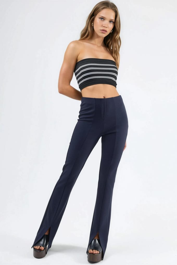 Hoge Taille Flared Leggings met Split