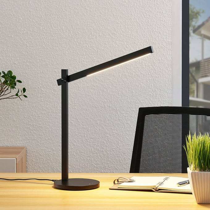 Lindby LED bureaulamp Loretta, 43 cm, zwart, CCT