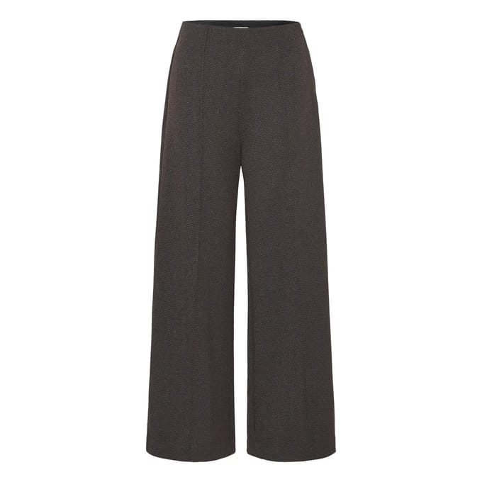 Zip Fastening Polyester Viscose Trousers Wo - Brown