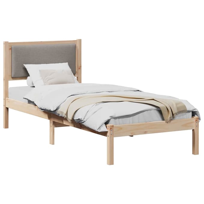 vidaXL - Bedframe - met - hoofdeinde - Taupe - 80 - x - 200 - cm - Massief - grenenhout