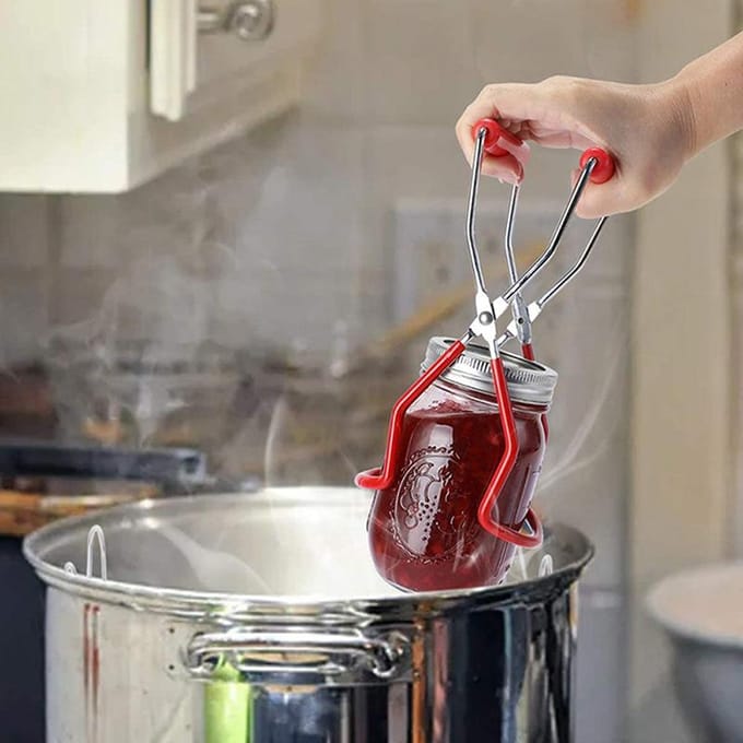 1X Inblikkende Jar Lifter Tang Jar Lifter Met Handgreep Antislip Clip rood