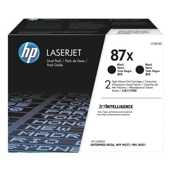 HP Color LaserJet 2 x 87X (CF287XD) printcassettes, zwart SET