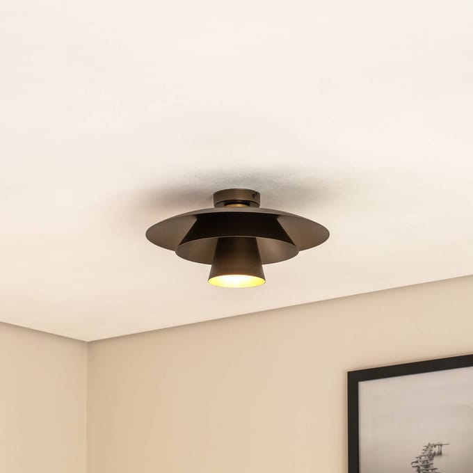 Luminex Plafondlamp Plato, titanium, metaal, Ø 38 cm, E27