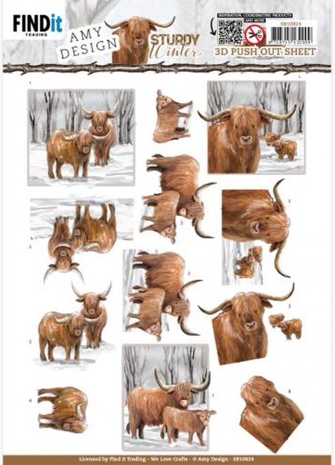 3D Push-Out - Amy Design - Sturdy Winter - Scottish Highlander
