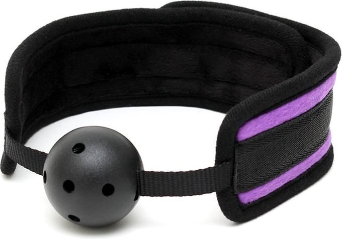 Bondage Play mondknevel met klittenband - paars