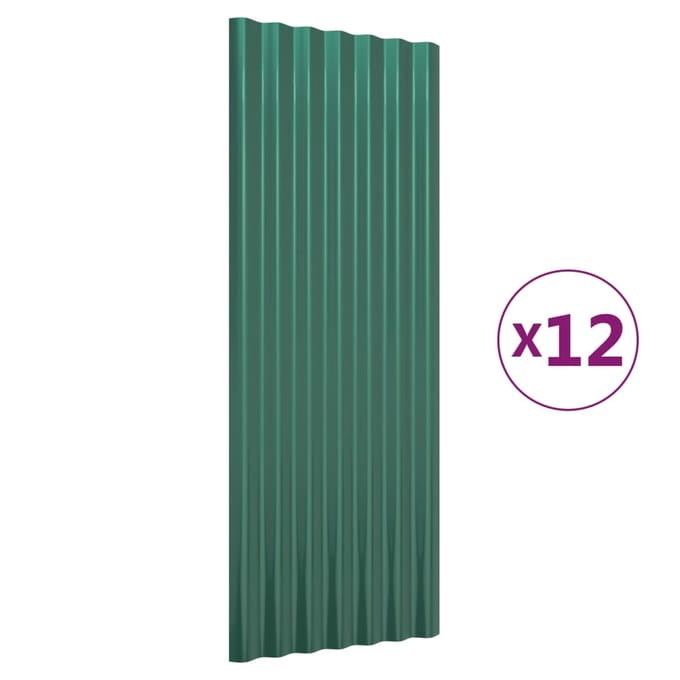 vidaXL - Dakpanelen - 12 - st - 100x36 - cm - gegalvaniseerd - staal - groen