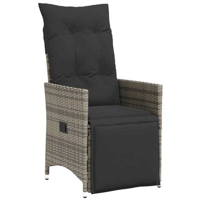 vidaXL - 9-delige - Bistroset - met - kussens - poly - rattan - grijs