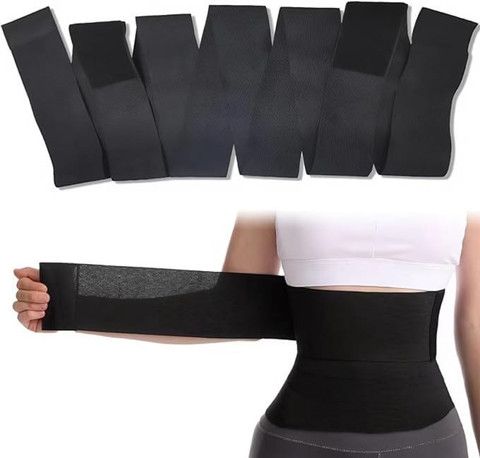 Daity Een corrigerende tailleband/shaping belt voor dames - 3 meter lang - verstelbaar - wikkelmodel - unisex (zwart).